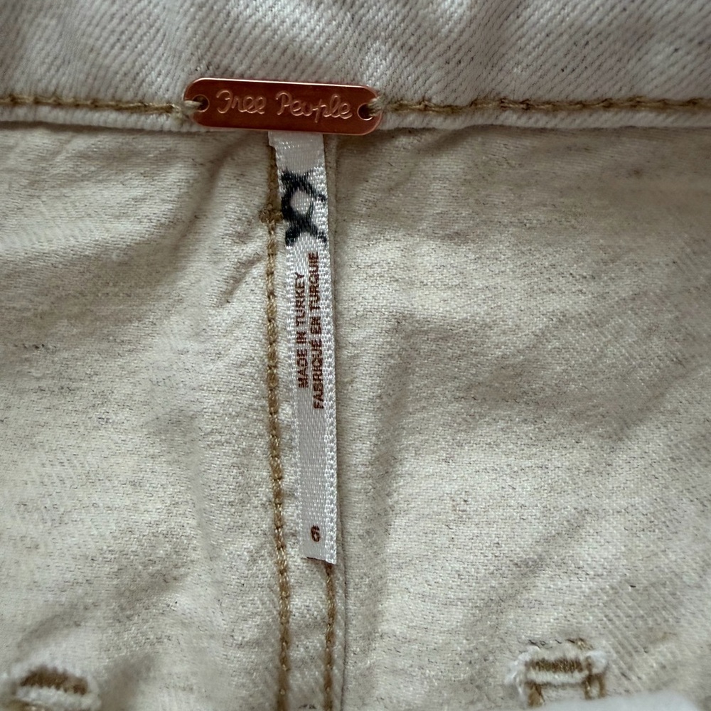Free People Splendor In The Grass Light Oatmeal Paper - Bag Waist Mini Skirt-6/S - Picture 7 of 14